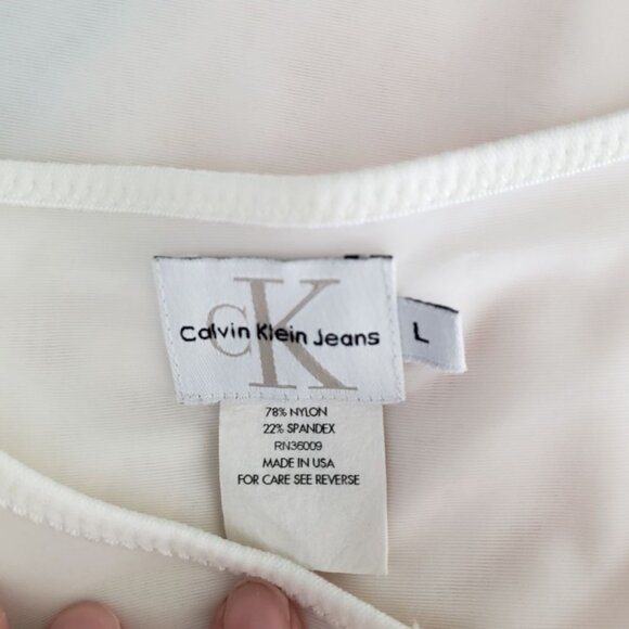 Vintage Calvin Klein White Sheer Tshirt LARGE Rare - Picture 5 of 8